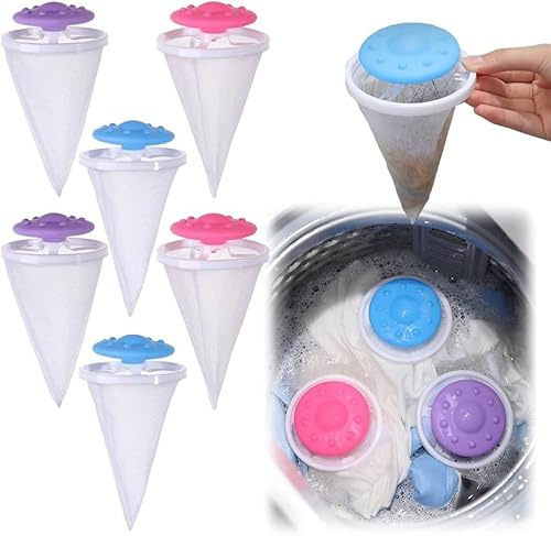 2025 Neu Floating Hair Filtering Mesh Removal, 3PCS Tierhaarentferner Waschmaschine, Filterbeutel Waschmaschine Haarentferner Reinigung Dekontamination Haarentferner Waschbälle für Wäsche (B-6PC)