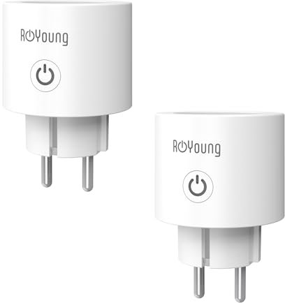 ROYOUNG Smart presa Wi-Fi con misurazione della corrente, compatibile con Alexa/Google Home, Smart Home Plug 16 A, timer da 2,4 GHz, per misurazione del consumo di energia, controllo vocale, controllo