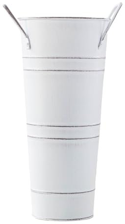 Hltdzer Zylindrisch Gewerblicher Regenschirm Regenschirmständer，Runder Freistehend Schirmeimer，Aufbewahrungsständer Aus Metall Für Regenschirme(White)