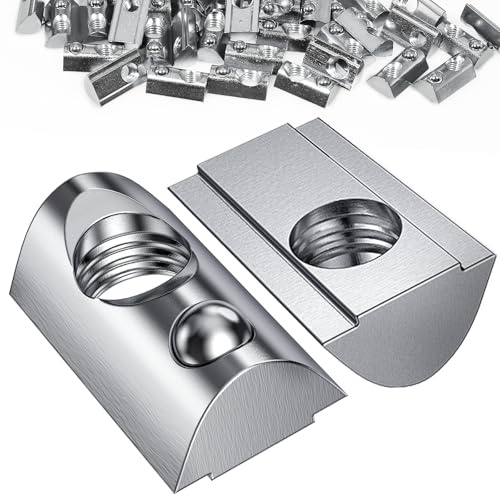 YOOPIN 40 Stück Nutensteine M8 mit Kugel, T Nutsteine 40-Serie, Aluprofil 40x40 Kohlenstoffstahl M8 Nutensteine mit Kugel, Gleitmutter mit Federkugel für Alu C Profil 3D Drucker CNC Europanorm