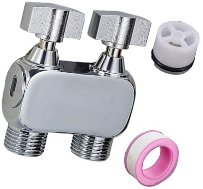 Double Control Brass Manual Bidet Sprayer Set for Cleansing Toilet Installation Adapter for Washing Hose Connection Wall Mounted Double Control Valves