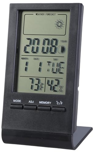Termómetros higrómetro de escritorio pantalla digital medidor de temperatura y humedad con reloj despertador de tiempo para el hogar, habitación de bebé, pantalla de números grandes