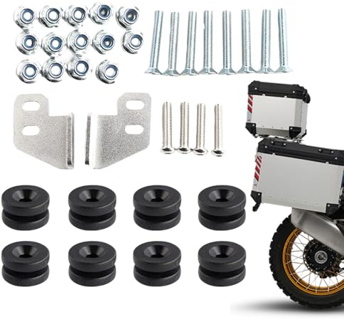 Genérico Kit De Montaje para Maleta Trasera - Accesorios Baúl Moto para Maletas Laterales & Traseras | Incluye Soportes Metálicos + Juntas De Goma + Tornillos | Compatible con Varios Modelos De Moto