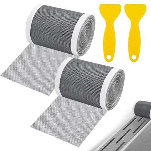 Haarsieb Dusche Selbstklebend - 2 Stück 10cm x 10m Haarfänger Dusche, Abfluss Haarfänger Einweg Duschabfluss Mesh Abflusssieb mit 2 Plastikspatel für Bad Duschen Badewannen Küche