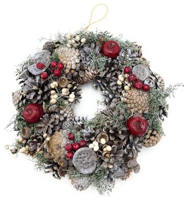 Tür- & Tischkranz mit Adventsduft – Handarbeit aus echten Zapfen, Naturkranz 30 cm oder 33 cm, weihnachtliche Dekoration (Frucht, 30)