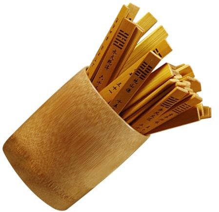 Gatuida Juego de Adivinación con Palitos de Bambú y Cubo de Bambú de 10 CM 64 Hexagramas Accesorio Tradicional Chino para Principiantes Adecuado para Reuniones Familiares y Enseñanza