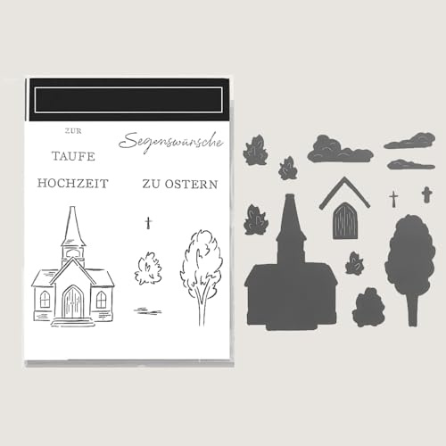 2026 Neues Klar Stempel Und Metall Schneiden Sterben Set, Für Ostern und Valentinstag DIY Scrapbooking Handwerk Allerheiligen Geburtstag Grußkarte Feiertage (5902-deutsch stempel und Stanzformen Set)