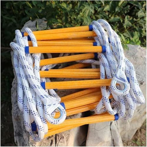 Rope ladder, fire ladder, emergency ladder for fire escapes, flame-retardant safety rope ladder with hooks for 2-6 floors