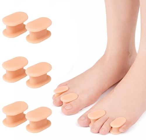 RVYEIOP tåseparator, 6 st hallux valgus korrigering med plug-in-system för hallux valgus, baltår och tåkorrigering, tåavstånd för kvinnor och män (hudfärg).