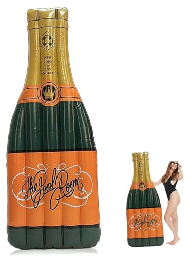 Muzrunq Galleggianti per Piscina, Lettino da Piscina Gonfiabile a Forma di Bottiglia di Champagne, galleggianti in PVC 75x31, 5x8 per Adulti Galleggiante per Lettino Estivo ad Alta galleggiabilità.