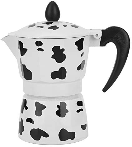 Gucagle de aluminio Moka Pot Mango ergonómico premium Preparación rápida para uso en la oficina en el hogar Color de vaca lechera 3 tazas 6 tazas 9 tazas Opciones (3 tazas de color vaca 150ML)