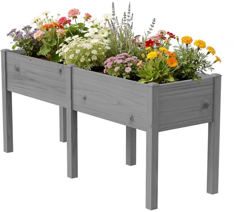 Hochbeet aus Holz - 180x60x80cm Großes Erhöhtes - Modern & Extrem Stabil Pflanzkasten & Blumenkasten - Pflanzbeet Kräuterbeet Blumenbeet für Garten Balkon Terrasse