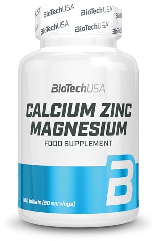 BioTechUSA Calcium Zinc Magnesium, Formula bilanciata di Calcio, Zinco e Magnesio, potenziato con altri minerali essenziali, 100 compresse