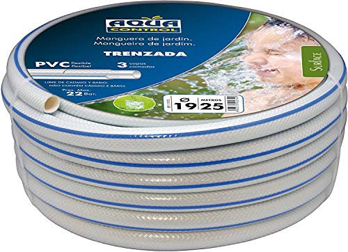Aqua Control 51925 - Rotolo da 25 Metri di Tubo Intrecciato da Giardino Diametro 19 mm. Colore Bianco con Elenco Blu.