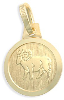 Sternzeichen Tierkreiszeichen Widder & Schutzengel 14 Karat Gold 585 Anhänger Durchmesser 10mm (Art.213119)