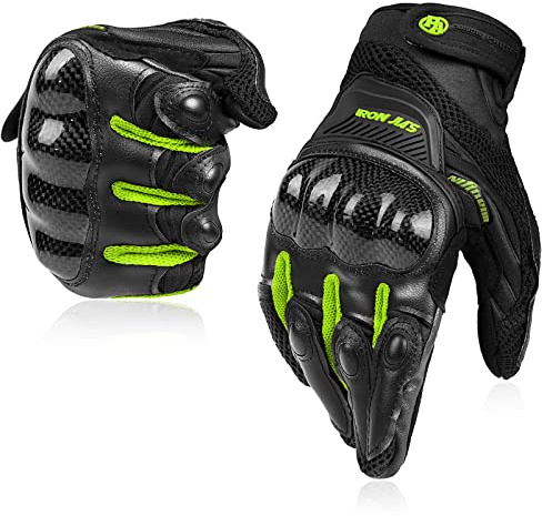 Guantes de Moto Transpirables Verano Off-Road Racing Guantes de Moto de Cuero con Nudillos Completos Protección Almohadilla Pantalla Táctil.