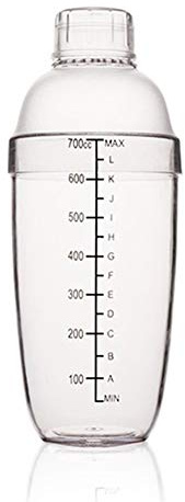FEOOWV Plastic Cocktail Shaker, Hand Drink Mixer Boba Tea Shaker Cup with Scales,Bar Tool Transparent (24 oz / 700cc)