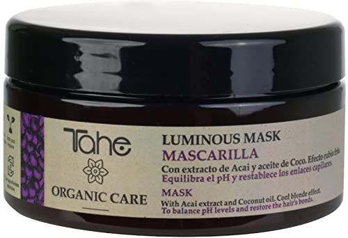 Tahe Luminous Organic Care Haarmaske mit Kühleffekt für blondes Haar – Mit Açaí-Extrakt und Kokosöl, 300 ml