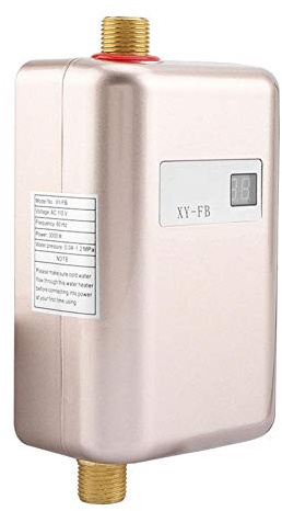 Boquite Water Heater, 3000W Mini Electric Tankless Instant Hot Water Heater Bathroom Kitchen Washing (Red)