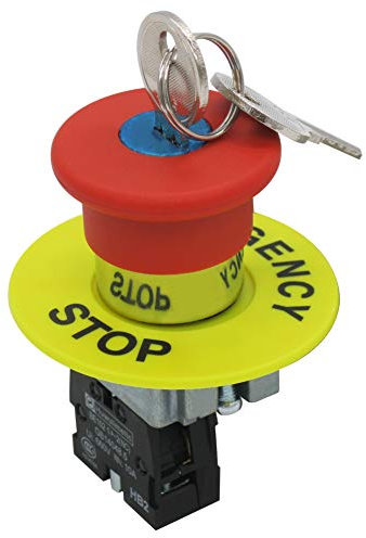 mxuteuk 1NC 22mm fungo rosso arresto di emergenza interruttore a pulsante reset chiave AC 660V 10A HB2-BS142