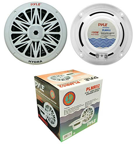 2 2-Wege-Lautsprecher kompatibel mit Pyle PLMR52 5,25 13,00 cm 130 mm 75 watt rms 150 watt max wasserdicht und sonnenbeständig außen weiß, paarweise