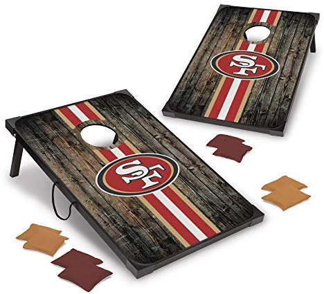 Wild Sports NFL San Francisco 49ers Deluxe Cornhole Set mit Ecken und Schürzen, Team-Farbe