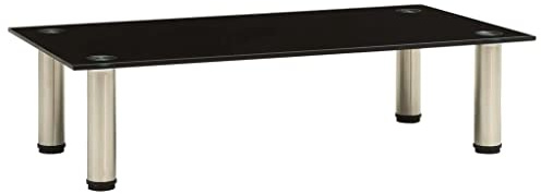 vidaXL TV Tisch Schrank Monitor Glasaufsatz Aufsatz Monitorerhöhung Fernseh Podest Monitoraufsatz Erhöhung Schwarz 60x35x17cm Hartglas