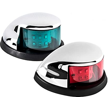 Sebnux Boat Navigation Light Red and Green LED Marine Navigation Boat Bow Light for Pontoon and Small Boat (Silver)