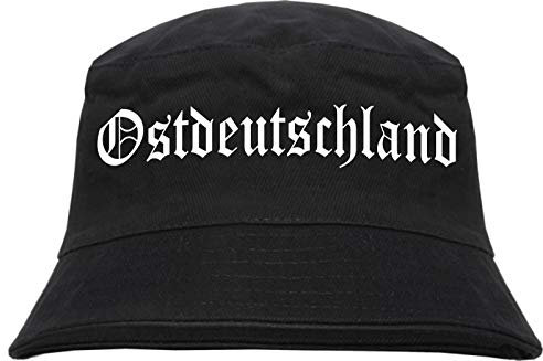 sostex Ostdeutschland Anglerhut - Altdeutsche Schrift - Fischerhut Sonnenhut Bucket Hat S/M Schwarz
