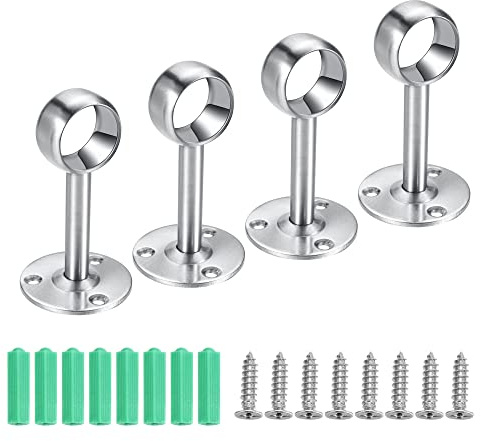 Lpraer 4 Pcs Edelstahl Gardinenstangen Halterung Set Gardinenstange Deckenmontage Vorhangstange Deckenhalterung Gardinenstangenhalter Stangenhalterung für Hängende Vorhänge, Rohrlochdurchmesser 25mm