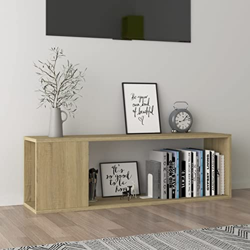 Susany TV Cabinet TV Stand HiFi Cabinet Stereo Cabinet TV Unit Storage Cabinet Compartment Side Table, Suitable for Living Room Bedroom, Sonoma Oak 100x24x32 cm Chipboard