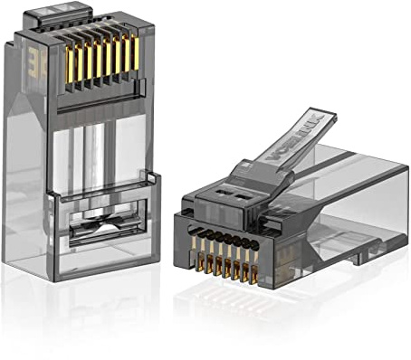 VCE CAT6 RJ45 Stecker Pass Through, 8P8C Netzwerkstecker Vergoldeter | Lan Stecker, für CAT6 CAT5E CAT5, Festes Oder Litzenförmiges, UTP, Lan Kabel Stecker, Schwarz, 25er Pack