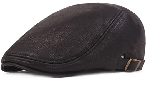 oonui Schiebermütze Herren Berets Herbst Winter Cap Hüte Für Herren Lederhut Male Ivy Newsboy Flat Cap Artist Painter Hat Herren Baskenmütze Cap,Schwarz,55-59Cm