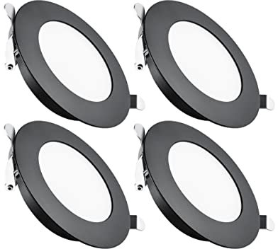 Obeaming 4 x LED Einbaustrahler 12V Wohnmobil Boot Einbauleuchten Flache Spot Dimmbar Einbauspot 3W 83mm 285lm für Camper Wohnwagen Bad, Loch 64-74mm 3000K Schwarz Aluminium CRI93
