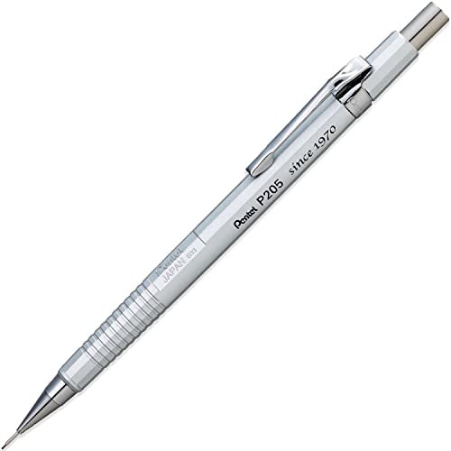 Pentel P205-1Z Druckbleistift, 0,5 mm Mine, Silber, Einzelbleistift