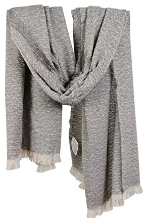 Whoiy Kaschmirschal Damen Grau, Schal Winter Damen Xxl Farbverlauf Der Quaste Muster 180X90cm Warmer Winterschal-Poncho