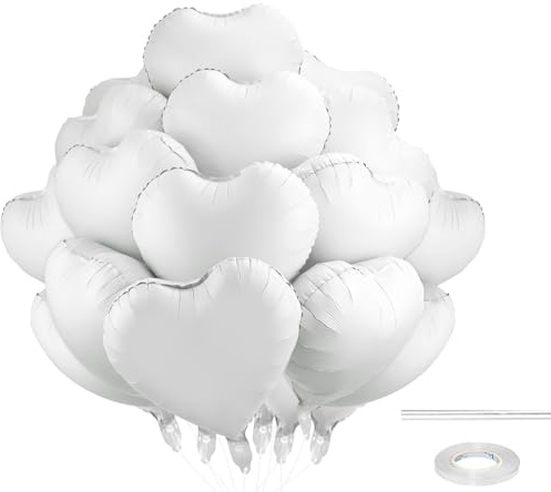 20 Stück Reinweiß Herzballons Valentinstag 18 Zoll Herzform Heliumballons,Herz Luftballons,Braune Aprikose Love Luftballons,Herz Luftballon,Herzluftballons Helium Geeignet für Hochzeit