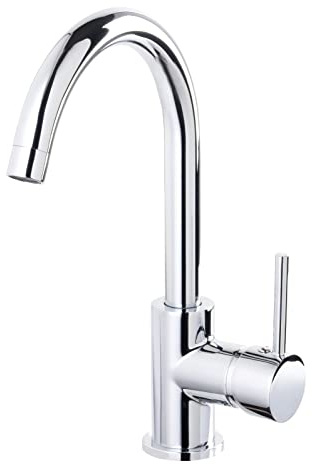 'aquaSu® Spültischarmatur Kira mit Wasserspar-Kartusche, Kosten-sparende Kaltwassermittelstellung, hoher Auslauf, Keramikkartusche, Schaftbefestigung, Messingkern, verchromt, 797900