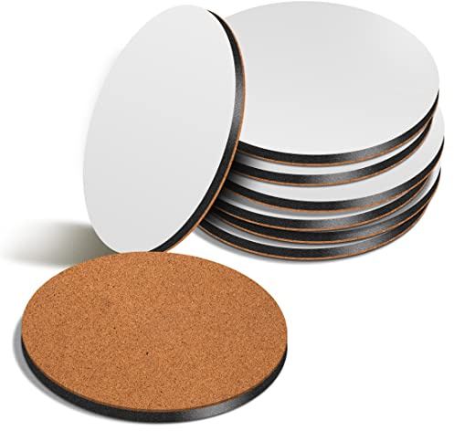 Lot de 50 sous-verres ronds en MDF vierges avec dos en liège et impression sublimée XL 10 cm