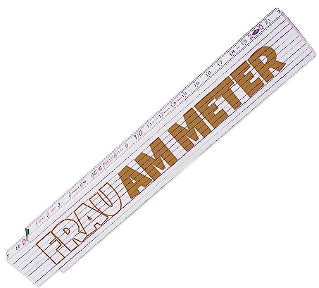 Zollstock mit lustigem Motiv – Frau am Meter - Glieder-Maßstab mit Spruch bedruckt - Metermaß mit mehreren Motiven zur Auswahl