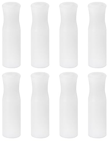 sourcing map 8Stk Silikon Strohspitzen Metall Stroh Abdeckungen Weich Wiederverwendbar Strohhalme Spitzen Passend für 1/4 (6mm) AD Edelstahl Strohhalme Weiß