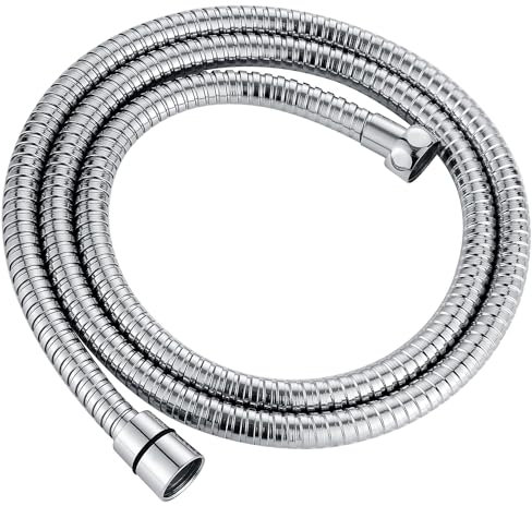 Stainless Steel Shower Hose, 2m Flexible Hose Replacement Pipe Leak-Proof and Anti-Kink Chrome Design for Bath, High Pressure Bathroom Fittings for Home Kitchen Taps Sinks