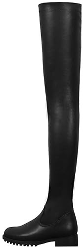 WOkismD Damen Overknee Stiefel Kniehohe Stiefel Ritter Stiefel Dicke Sohlen Dicke Low Heels Seitliche Reißverschlüsse Große Größe Damen Stiefel