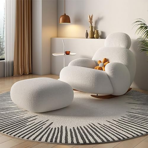 NITTAI Moderner Relax-Schaukelstuhl mit Fußstützen, Lounge-Sessel, Kippschutz, Einzelsofasessel für Lesezimmer, Massivholzbasis, für Wohnzimmer, Schlafzimmer