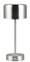 lightling LED Tischlampe Julien, Akku Design Tischleuchte aufladbar via USB-C inkl. Ladekabel, kabellose Leuchte Indoor IP20, per Touch dimmbar, Ø 12 cm, Höhe 30 cm, Metall, 1,5W, nickel matt