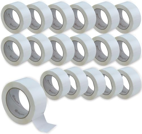 Waytex Packung mit 18 Rollen Verpackungsklebeband, Pro, weiß, 66 m x 50 mm, leise, aus Polypropylen, Stärke 50 Mikron