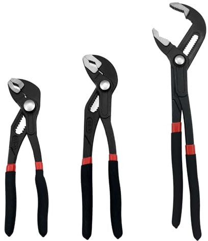 3-Piece Groove Joint Pliers Set, 7-inch & 10-inch V-Jaw Tongue and Groove Pliers