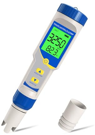 YIYEGO Salzgehalt pH Messgerät Pool, 7 in 1 Pool Salzgehalt messen für Salzwass Pool, pH EC Messgerät Wasser ORP Salzwasser TDS Messgerät für Salzwasser Pool, Aquarium, Whirlpool, Hydrokultur