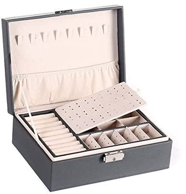 Geschenkbox Schmuck Große Kapazität Schmuckschatulle Ring Ohrringe Display Leder Schmucktablett Box Halskette Tragbare Aufbewahrungsbox Geschenk für Mädchen Tragbare Schmuckaufbewahrungsbox Beauty