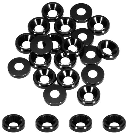 QUARKZMAN Lot de 20 Rondelles Coniques M3 Rondelles en Aluminium (Noir) | avec Tête en Forme de Coupe, Diamètre du Trou 3,1 mm/0,12 Pouce, pour Vis Rc/Fpv/Pc/Drone/Accessoires Mécaniques